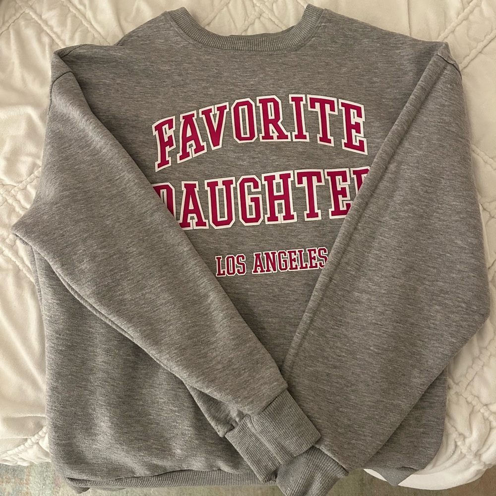 Favorite Daughter Gray Sweatshirt with Pink Logo